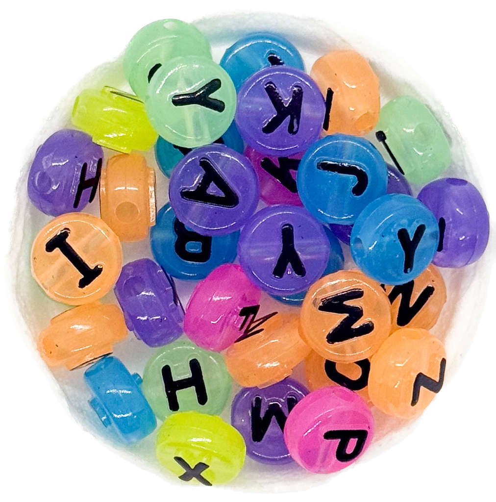 Plástico letras luminosa multicolor 10mm x 10gr