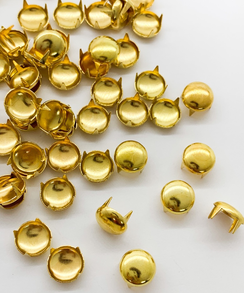 Tachas doradas redondas bombé 10mm x 10gr.
