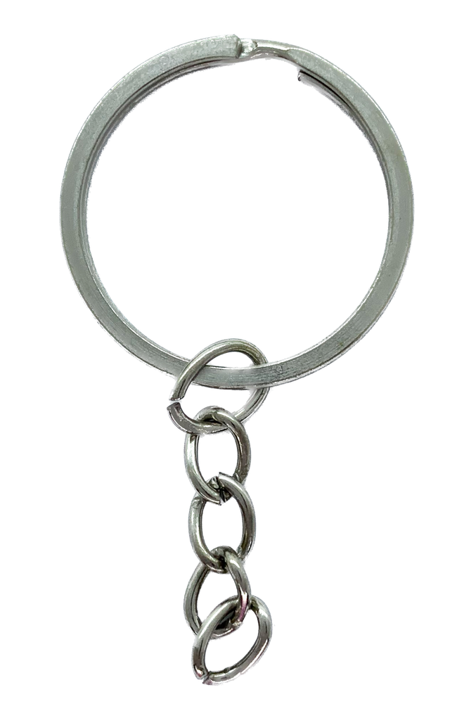 Argolla de llavero plana con cadena níquel 25mm
