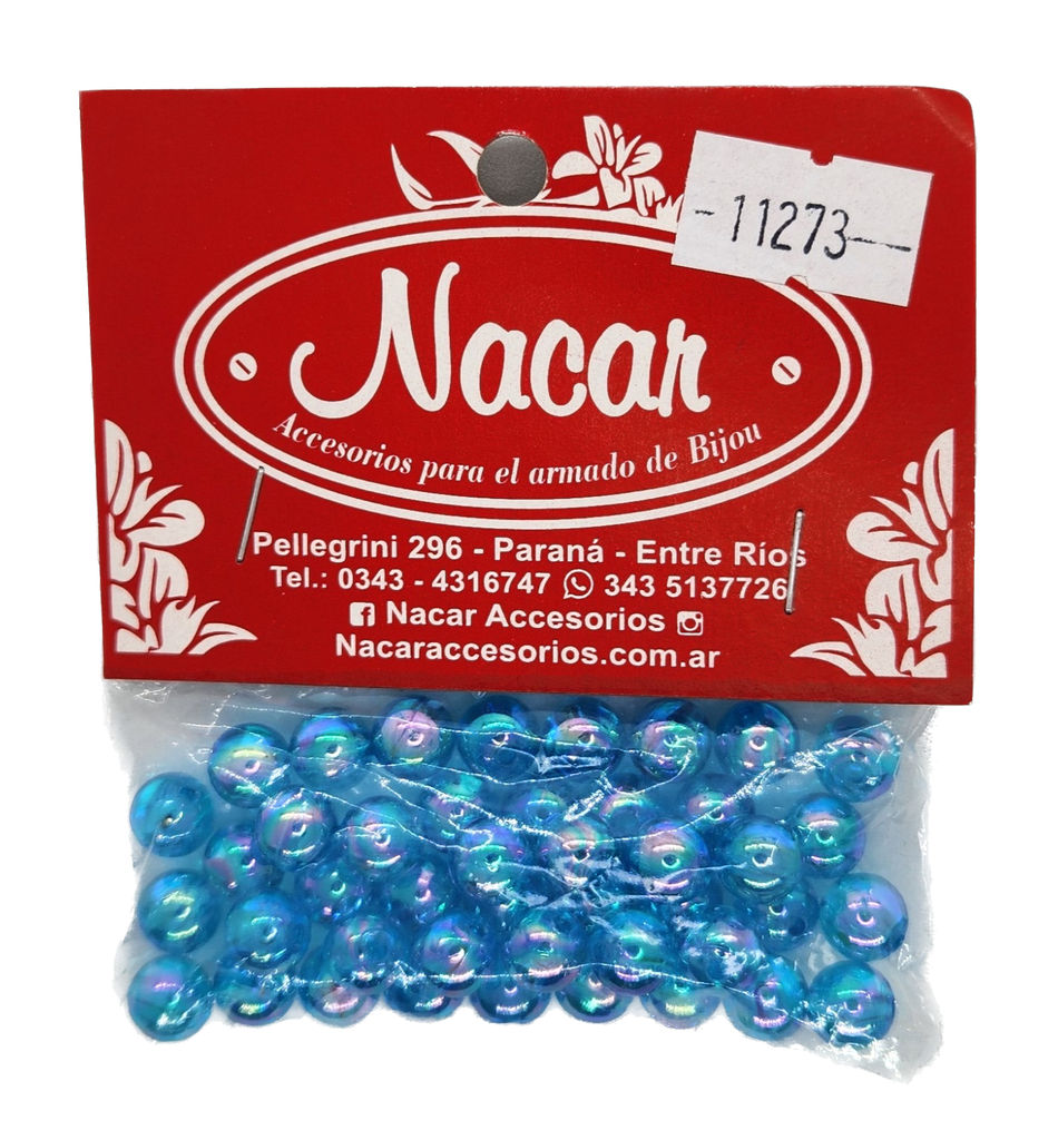 Perla plástica tornasol 8 mm #26 celeste