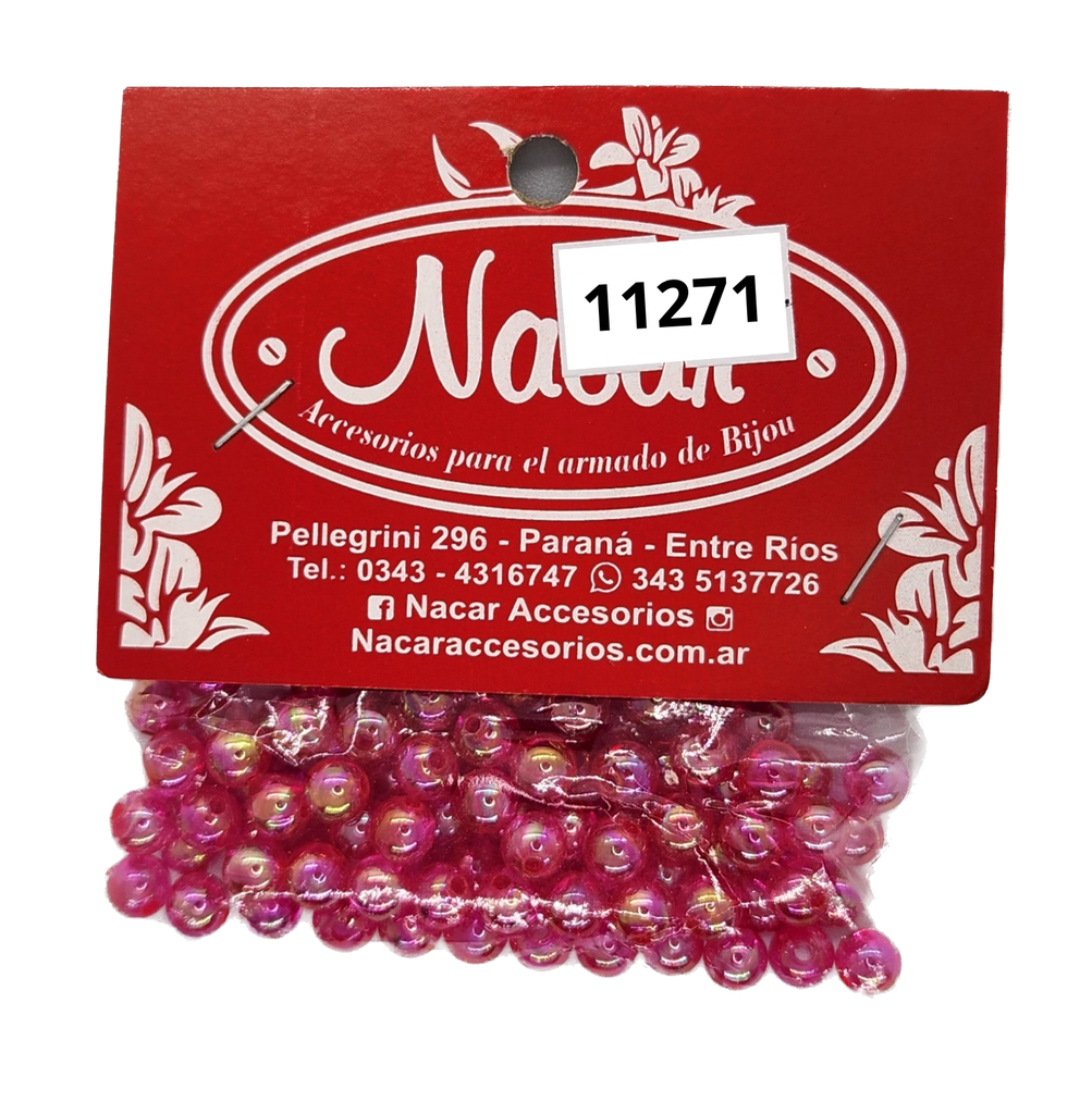 Perla plástica tornasol 6mm #28 fucsia