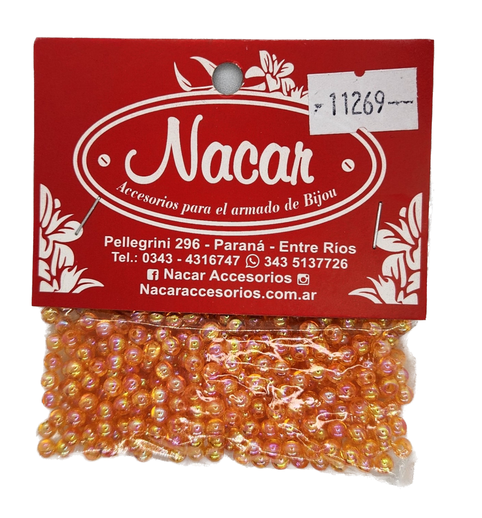 Perla plástica tornasol 4mm #7 naranja