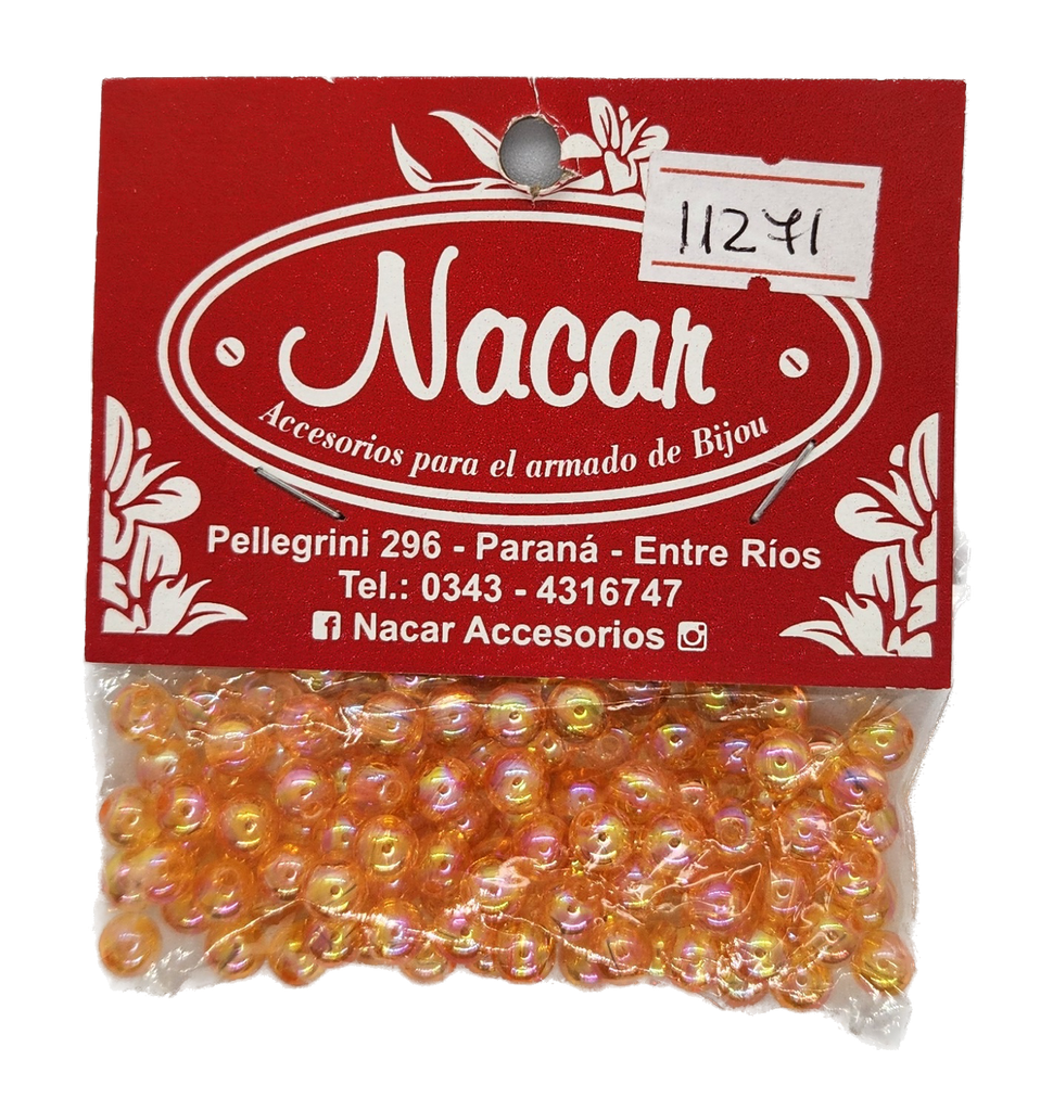Perla plástica tornasol 6mm #7 naranja