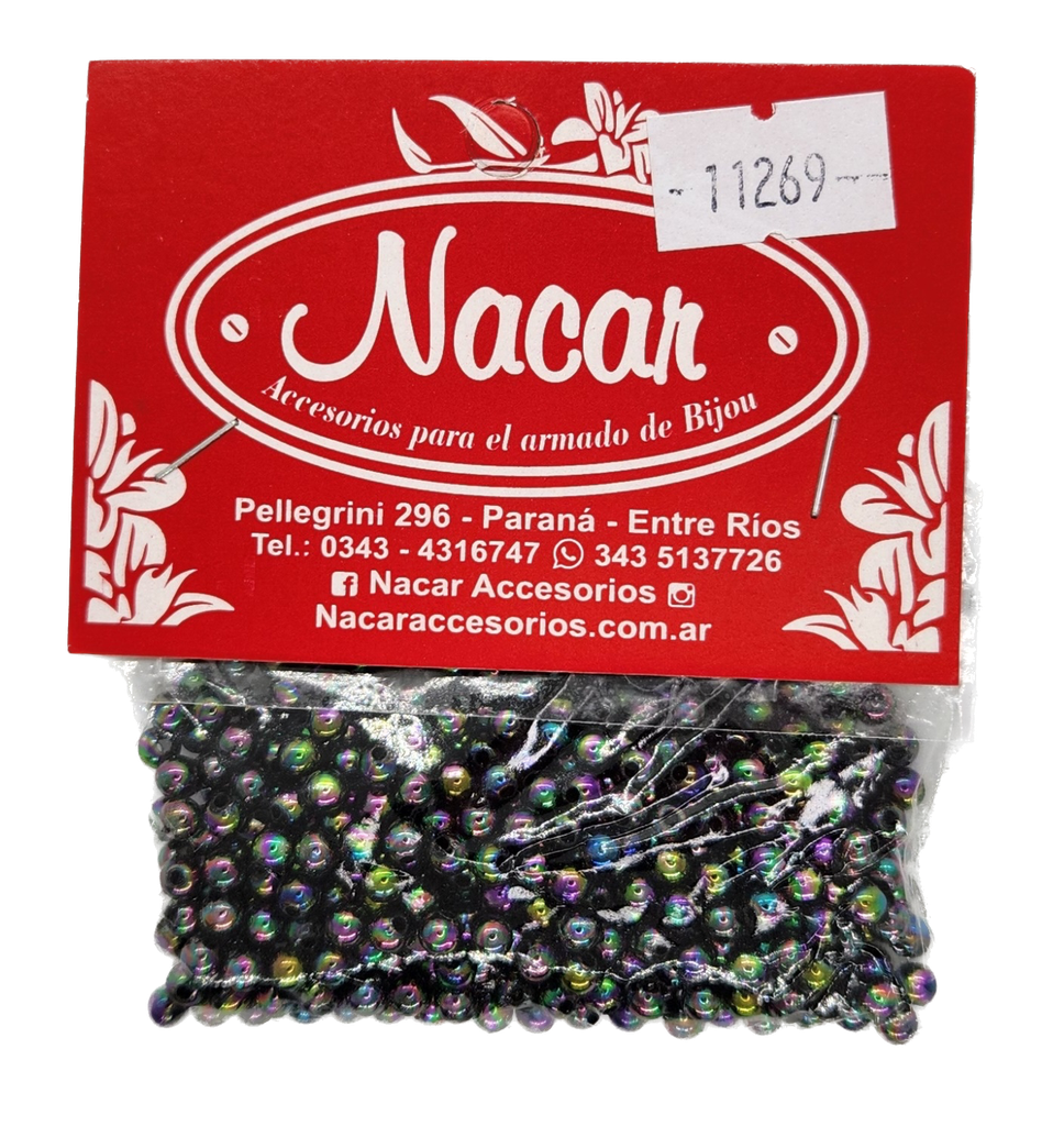 Perla plástica tornasol 4mm #45 negro