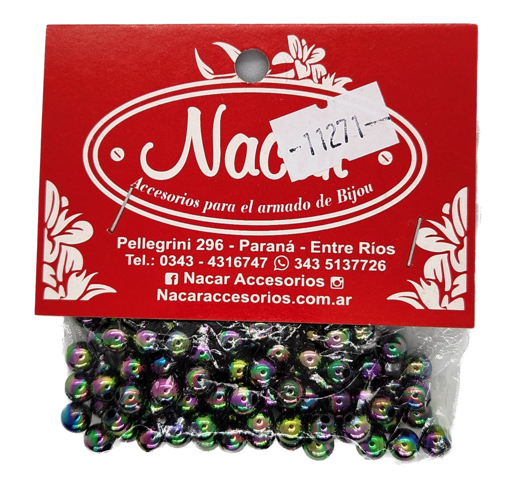 Perla plástica tornasol 6 mm #45 negro