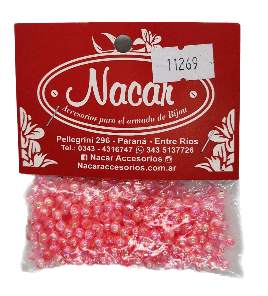 Perla plástica tornasol 4 mm #2 rosa x 10gr