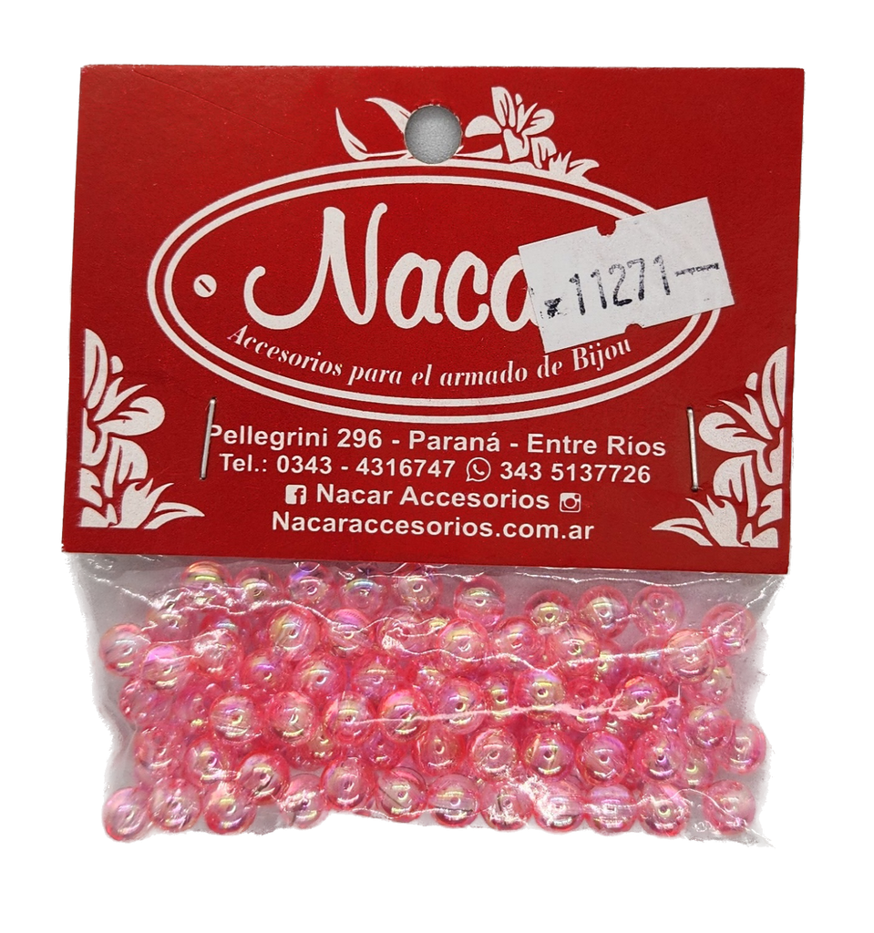 Perla plástica tornasol 6 mm #2 rosa