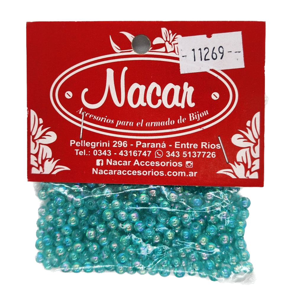 Perla plástica tornasol 4 mm #11 turquesa