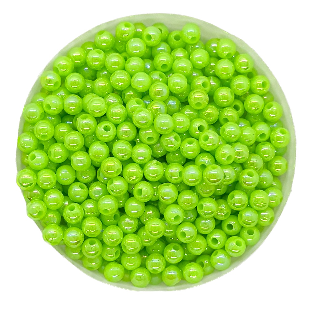 Perla plástica tornasol 4 mm #47 verde manzana opaco x 10gr