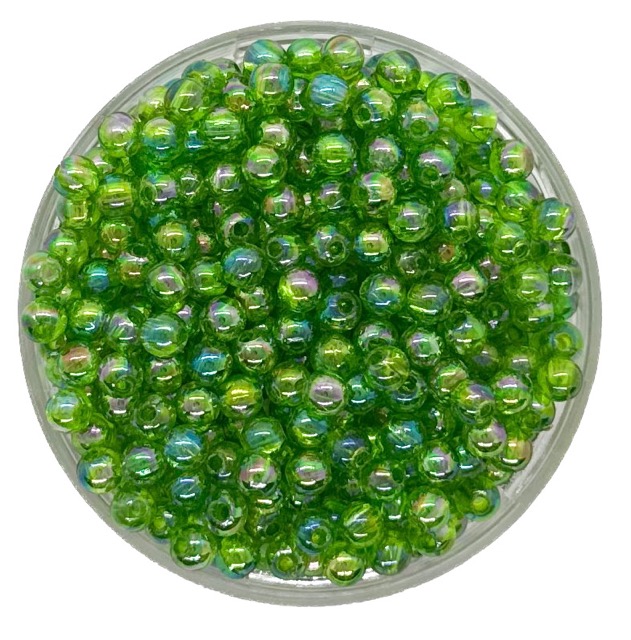 Perla plástica tornasol 4mm #3 verde manzana x 10gr