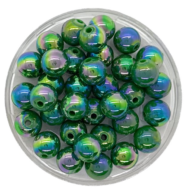 Perla plástica tornasol 8mm #54 verde oscuro opaco