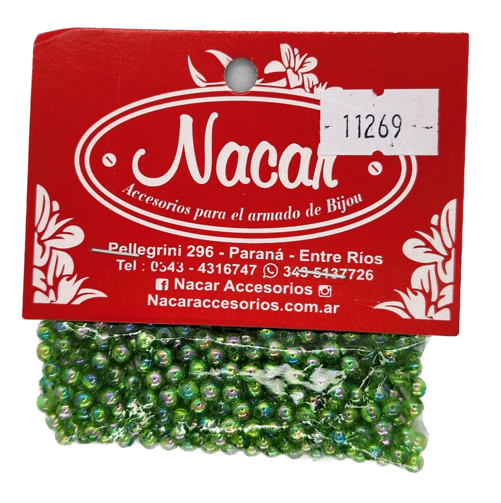 Perla plástica tornasol 4mm #18 verde