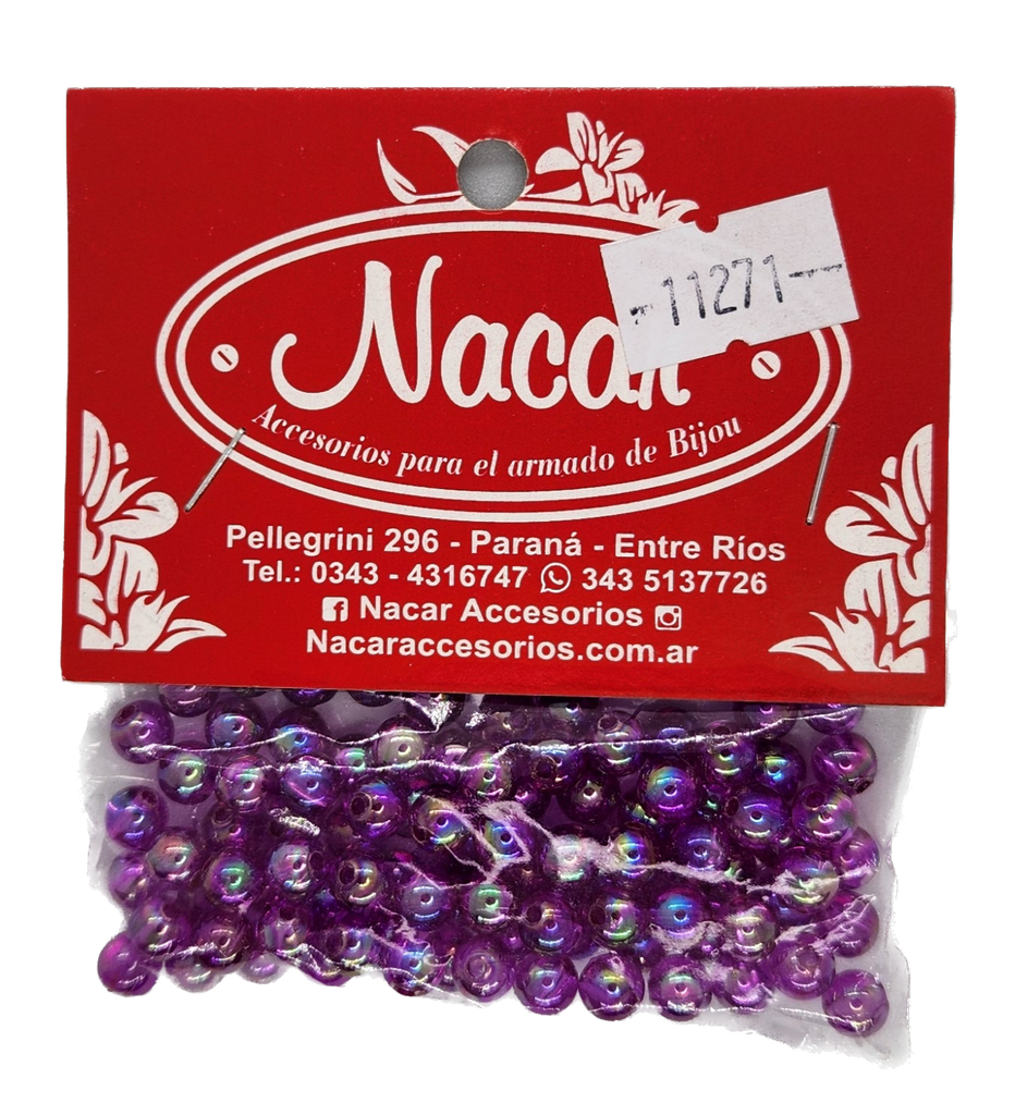 Perla plástica tornasol 6mm #14 violeta uva