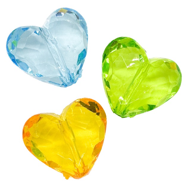 Cairel acrílico corazón pasante multi x 3un.