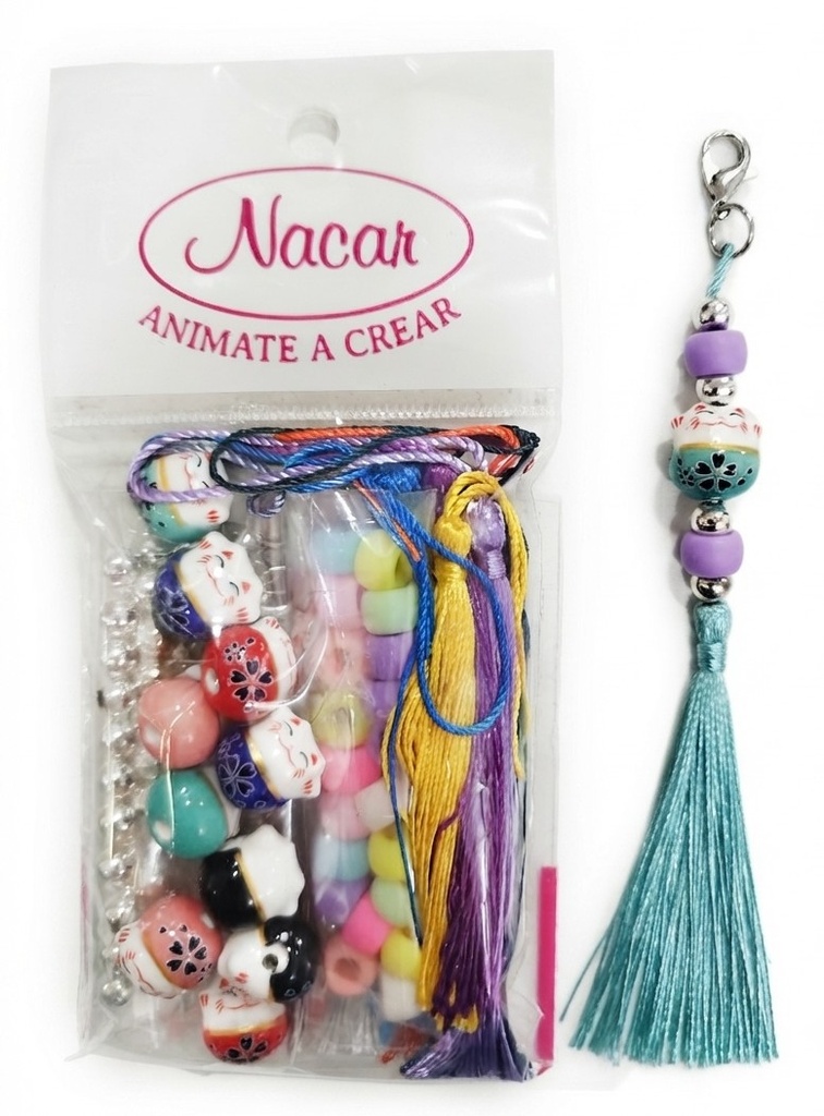 Set Llavero Gatito c/fleco multicolor