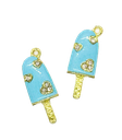 Dije helado strass metal gold celeste x 1 un.