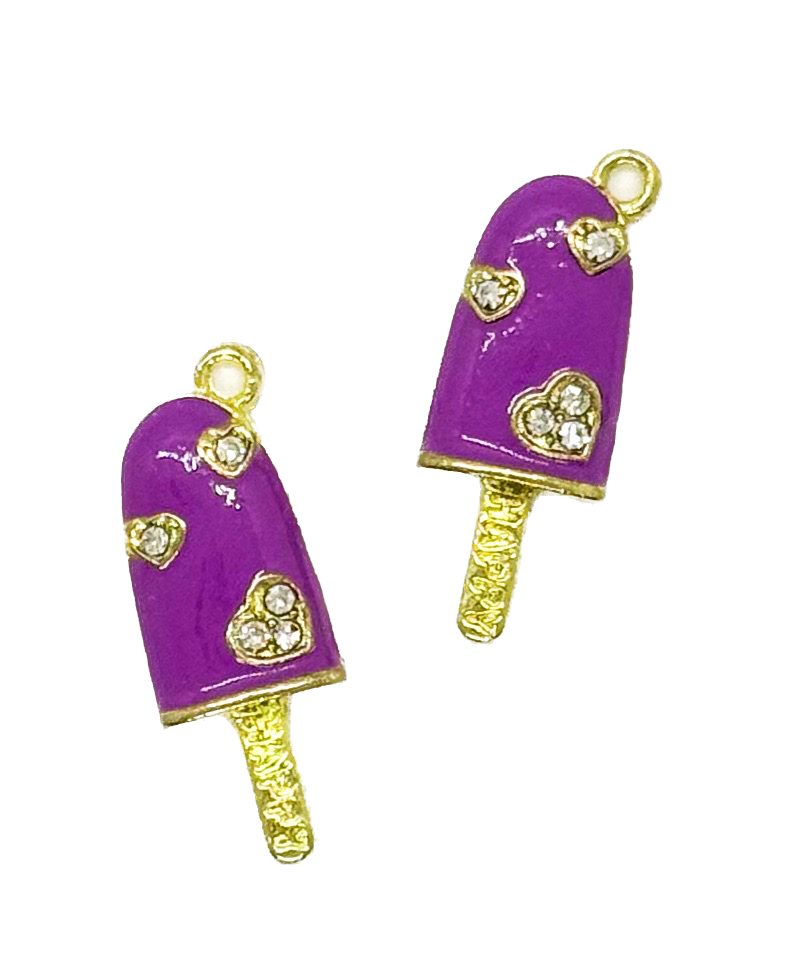 Dije helado strass metal gold lila x 1 un.