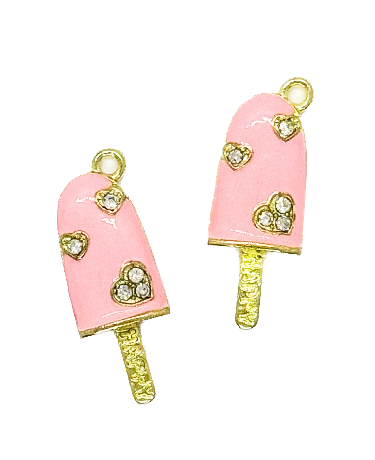 Dije helado strass metal gold rosa x 1 un.