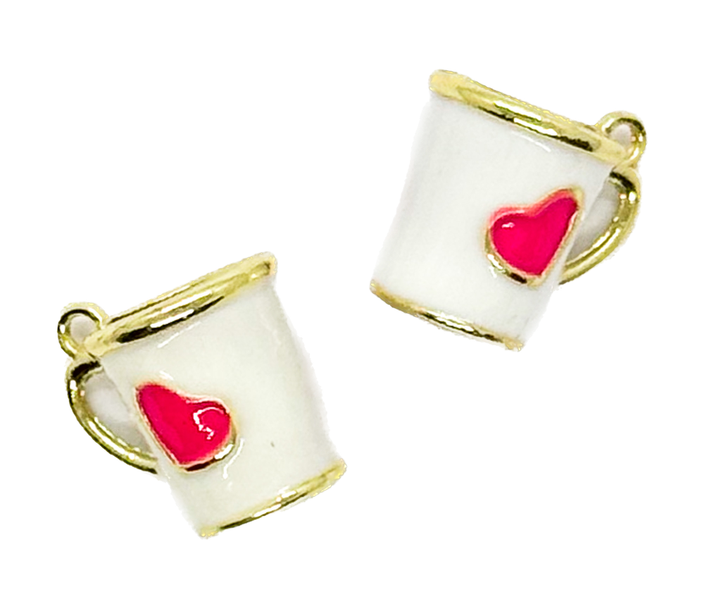 Dije metal gold taza corazón blanca x 1 un.