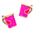 Dije metal gold taza corazón fucsia x 1 un.