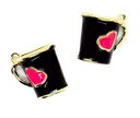 Dije metal gold taza corazón negra x 1 un.