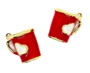 Dije metal gold taza corazón roja x 1 un.