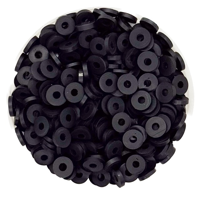Argollita fimo 6mm a granel negro x 10 grs.