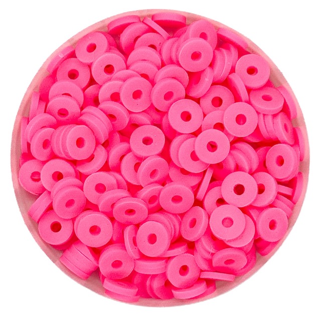 Argollita fimo 6mm a granel rosa chicle x 10 grs.