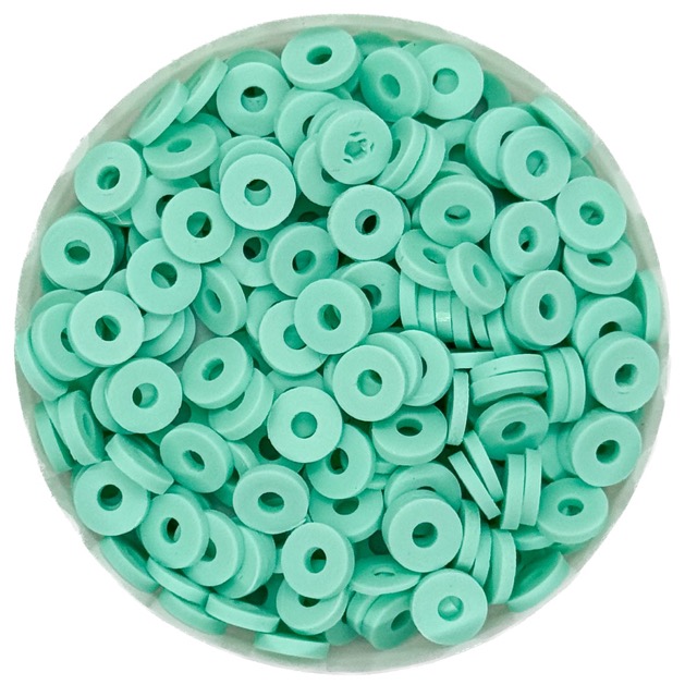 Argollita fimo 6mm a granel verde agua x 10 grs.