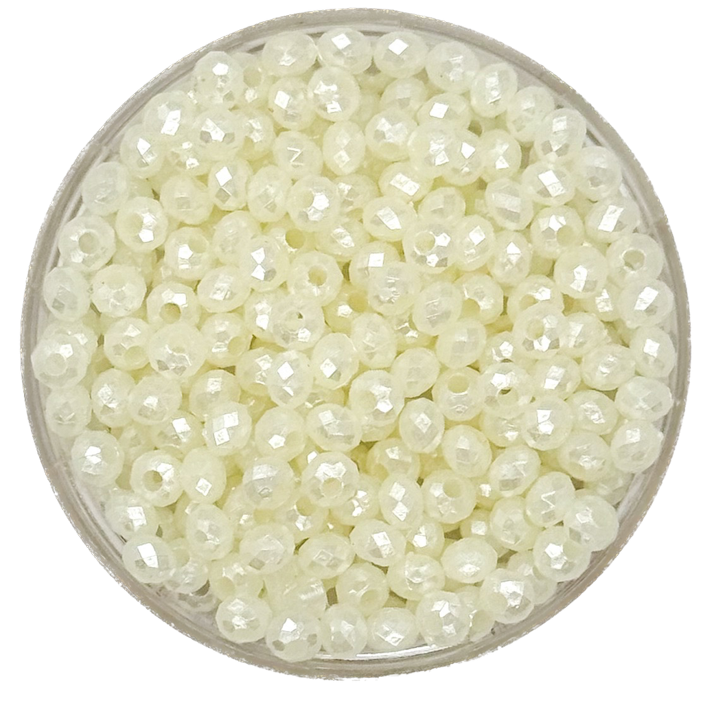 Perla de río plástica donita facetada 4mm x 10gr.