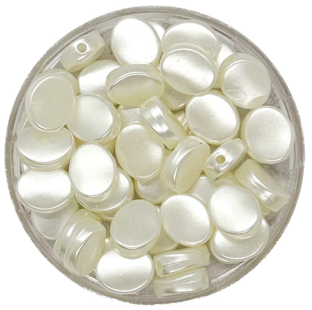 Perla de río plástica pastilla oval 10x8mm x 10gr.
