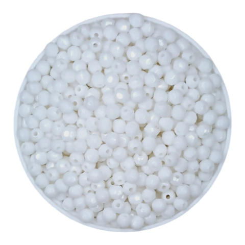 Bolita acrílica facetada blanco opaco 6mm x 10g