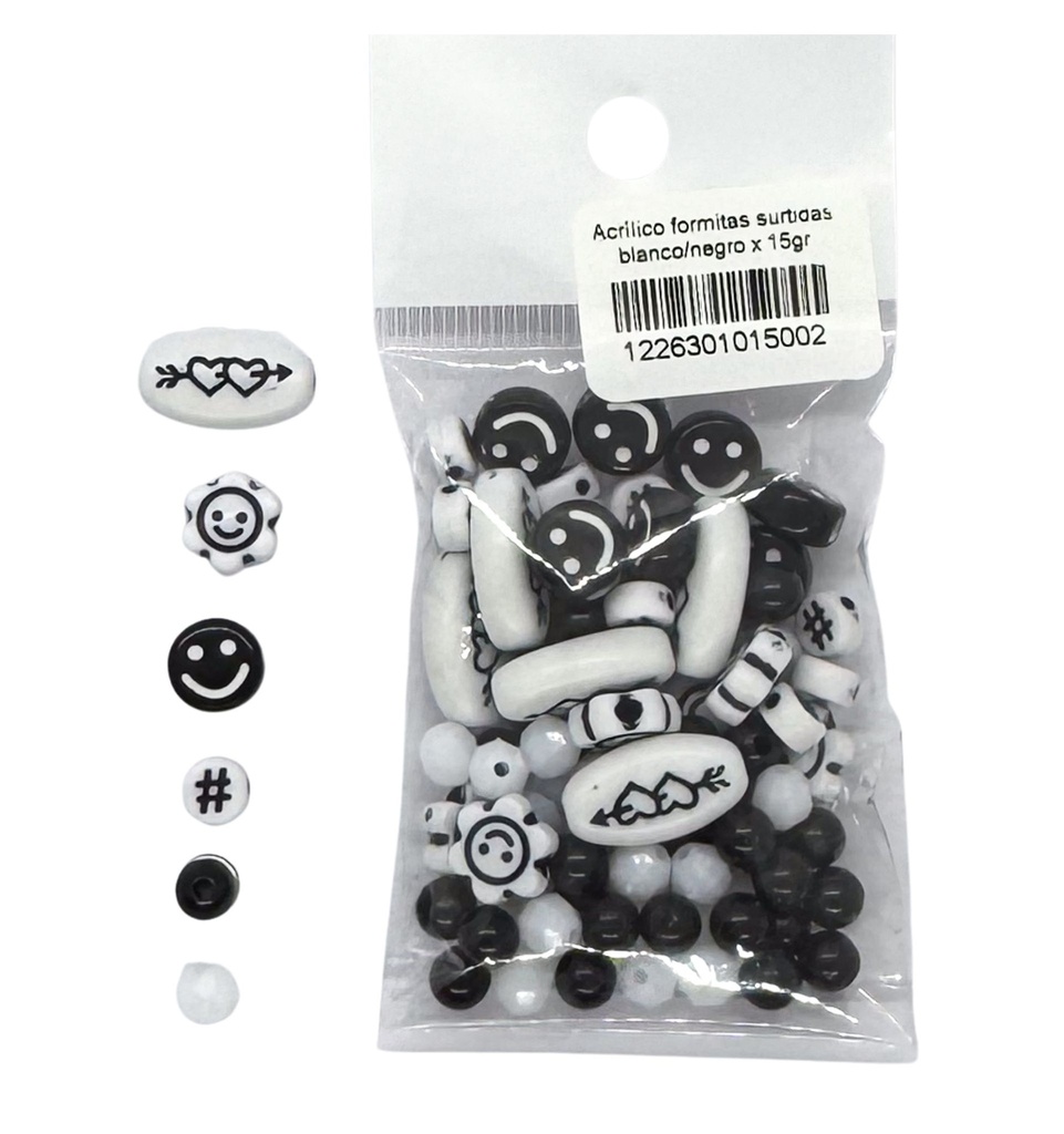 Acrílico mix formitas blanco/negro x 15gr