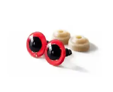 Ojos plásticos rojo con tarugo y seguridad 10mm x 10 U #2
