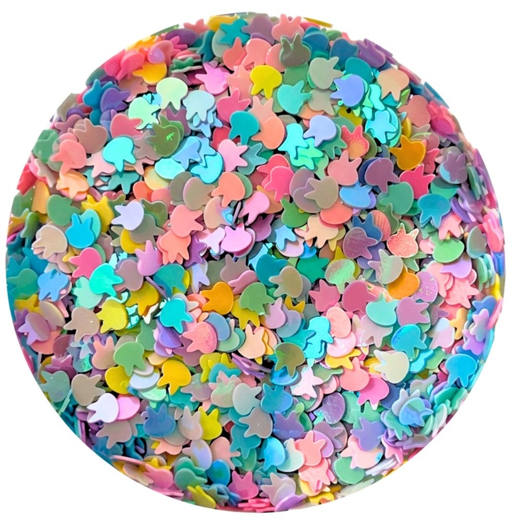 Mini lentejuela conejo multicolor pastel x 10gr