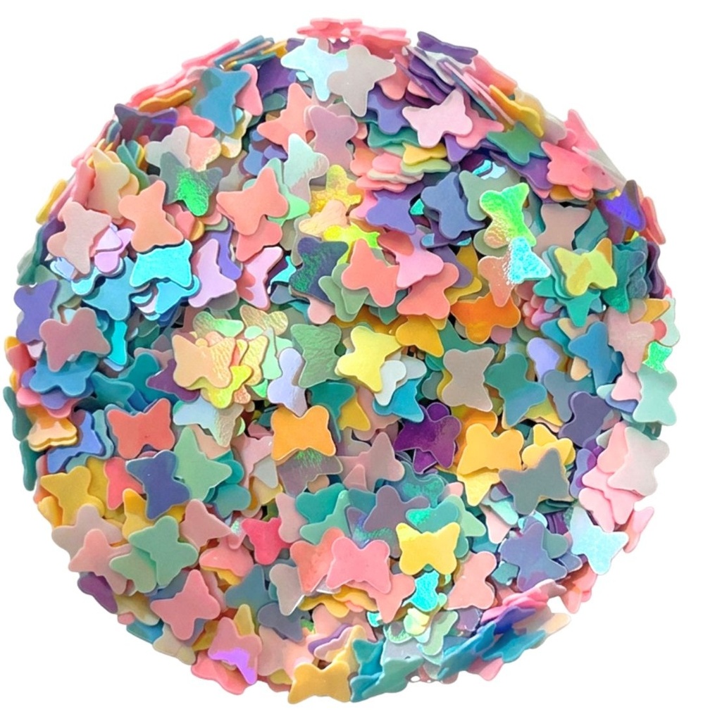 Mini lentejuela mariposa multicolor pastel x 10gr