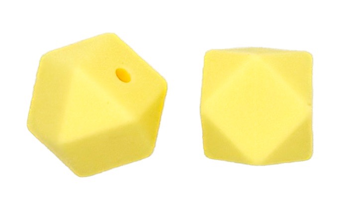 Cuenta octogonal silicona 15x15mm amarillo x 2 un.