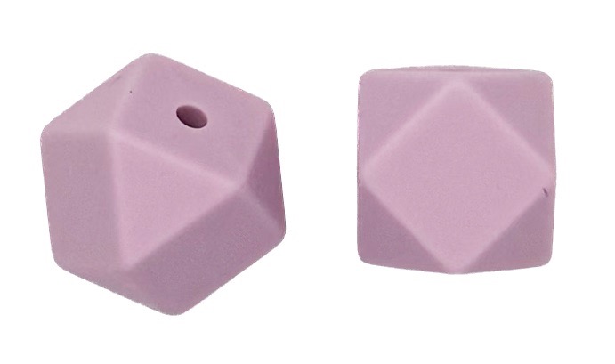Cuenta octogonal silicona 15x15mm lila x 2 un.