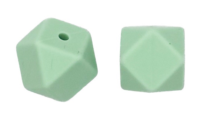 Cuenta octogonal silicona 15x15mm verde agua x 2 un.