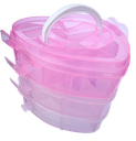 Cajita organizadora triple corazón rosa