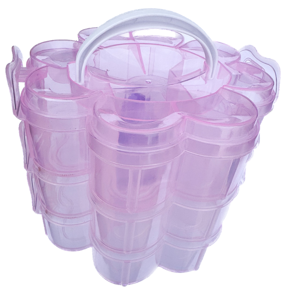 Cajita organizadora triple flor rosa