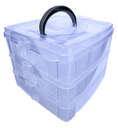 Caja organizadora triple rect. 16x16x13cm transp.