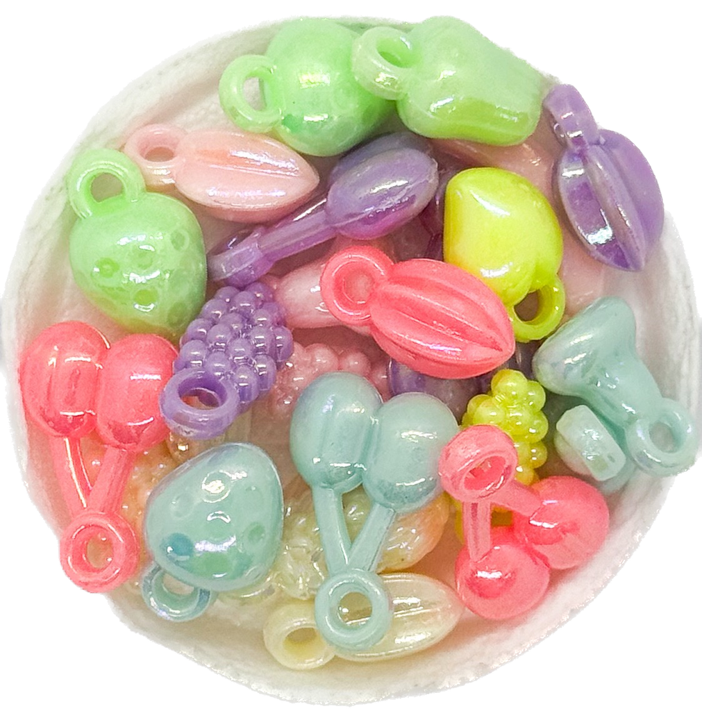 Plástico infantil pastel brillo surtido frutas #2 x 10 gr. 