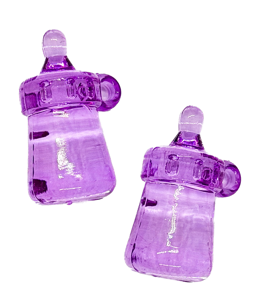 Dije acrílico biberón violeta x 2 un.