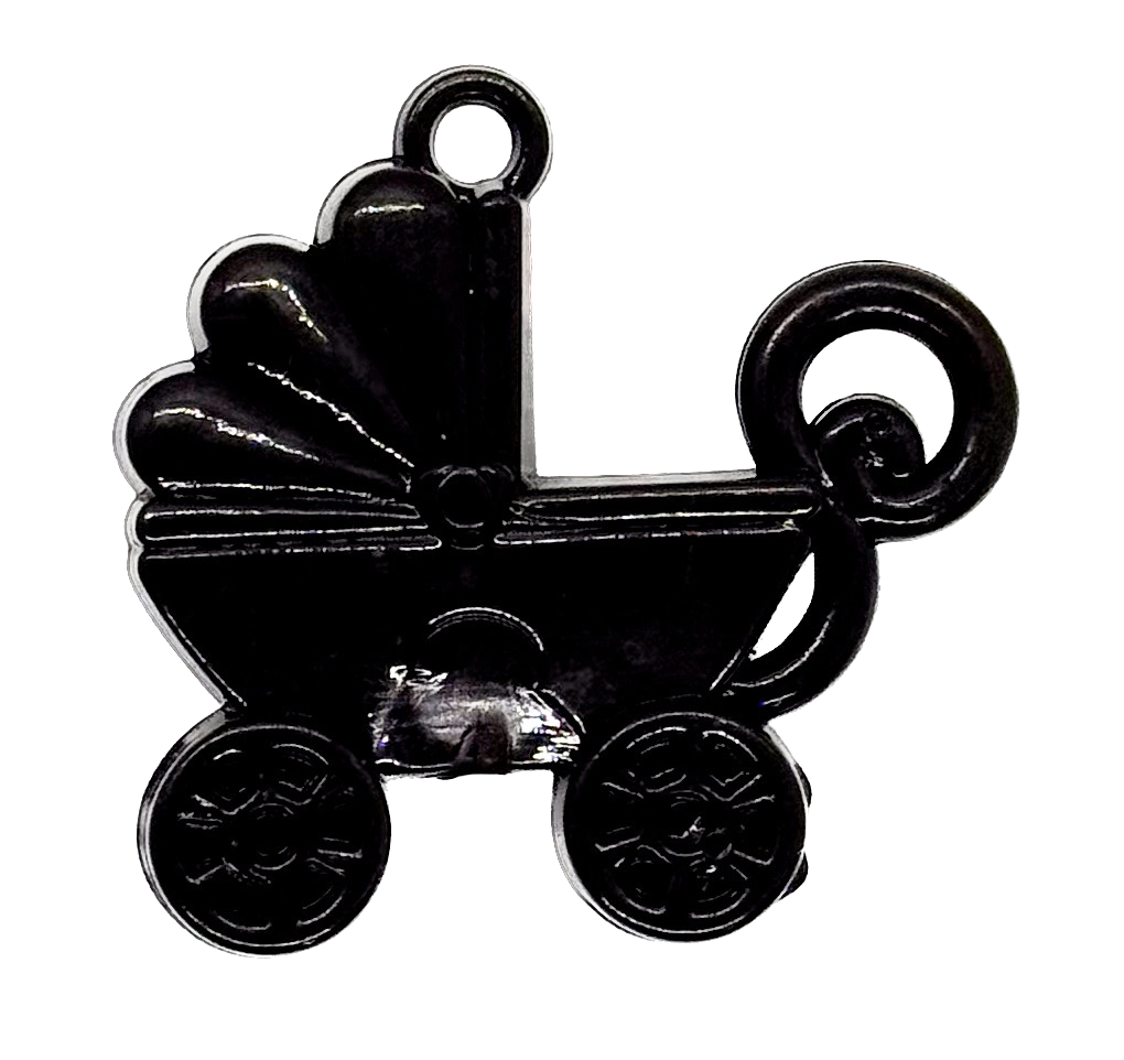 Dije acrílico cochecito bebé negro x 2 un.