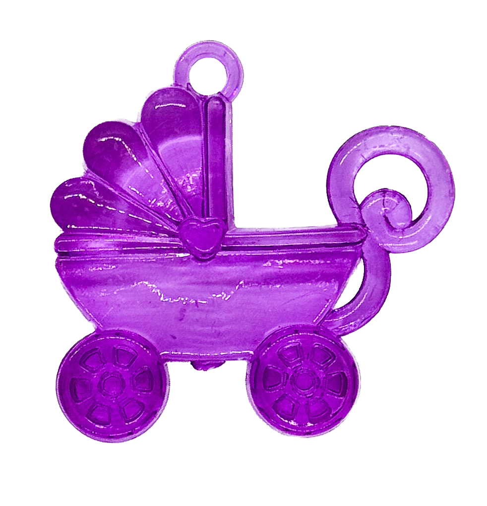 Dije acrílico cochesito bebé violeta x 2 un.