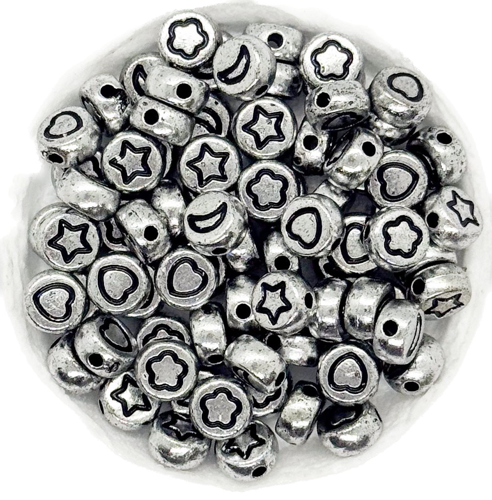 Plástico figuras plano 7mm plateado x 10gr