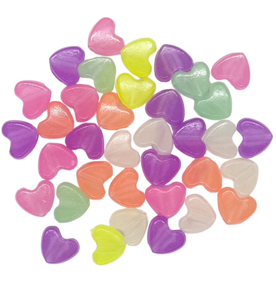 Plástico luminoso corazón x 10 gr