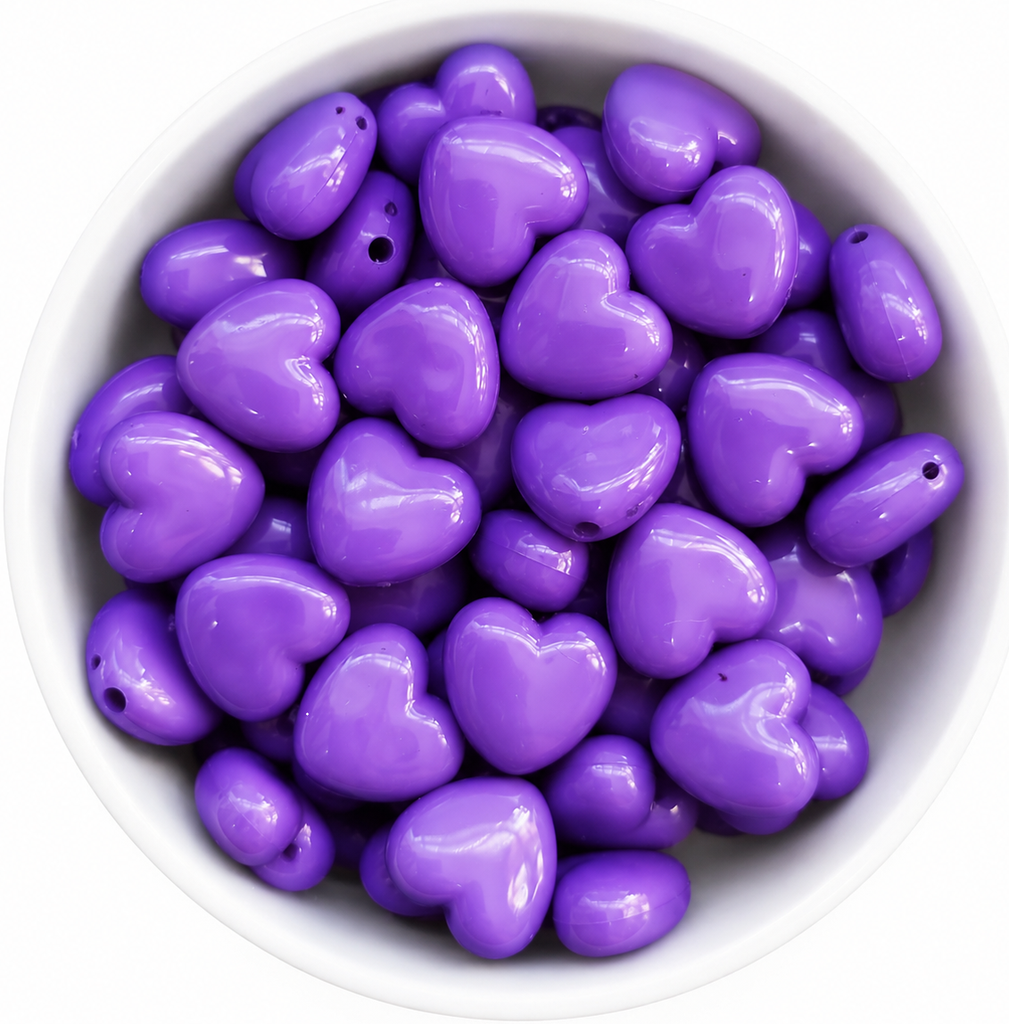 Corazón acrilico liso lila 10mm x 10gr.