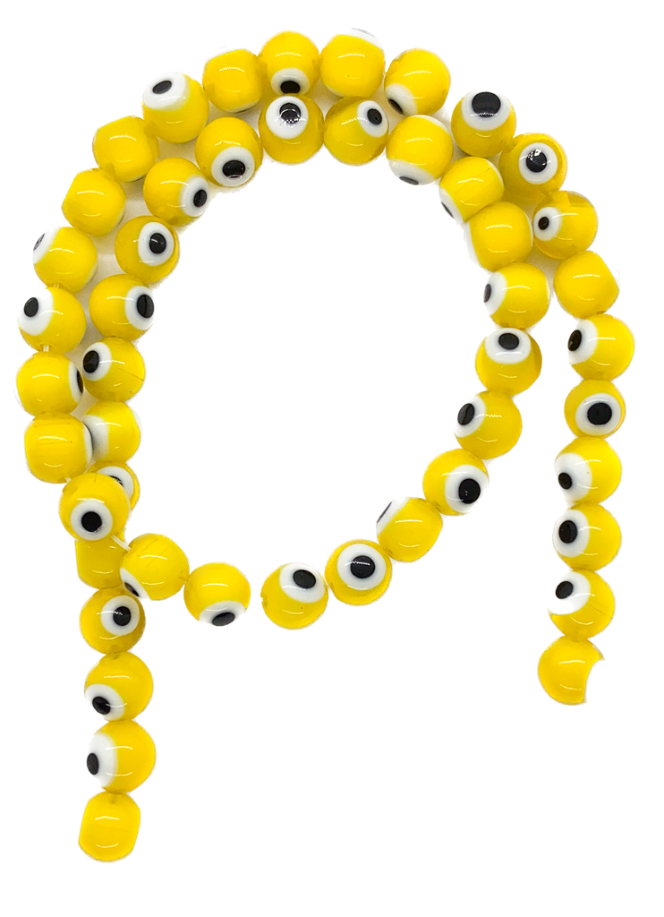 Ojos turcos vidrio bolita 8mm amarillo 
